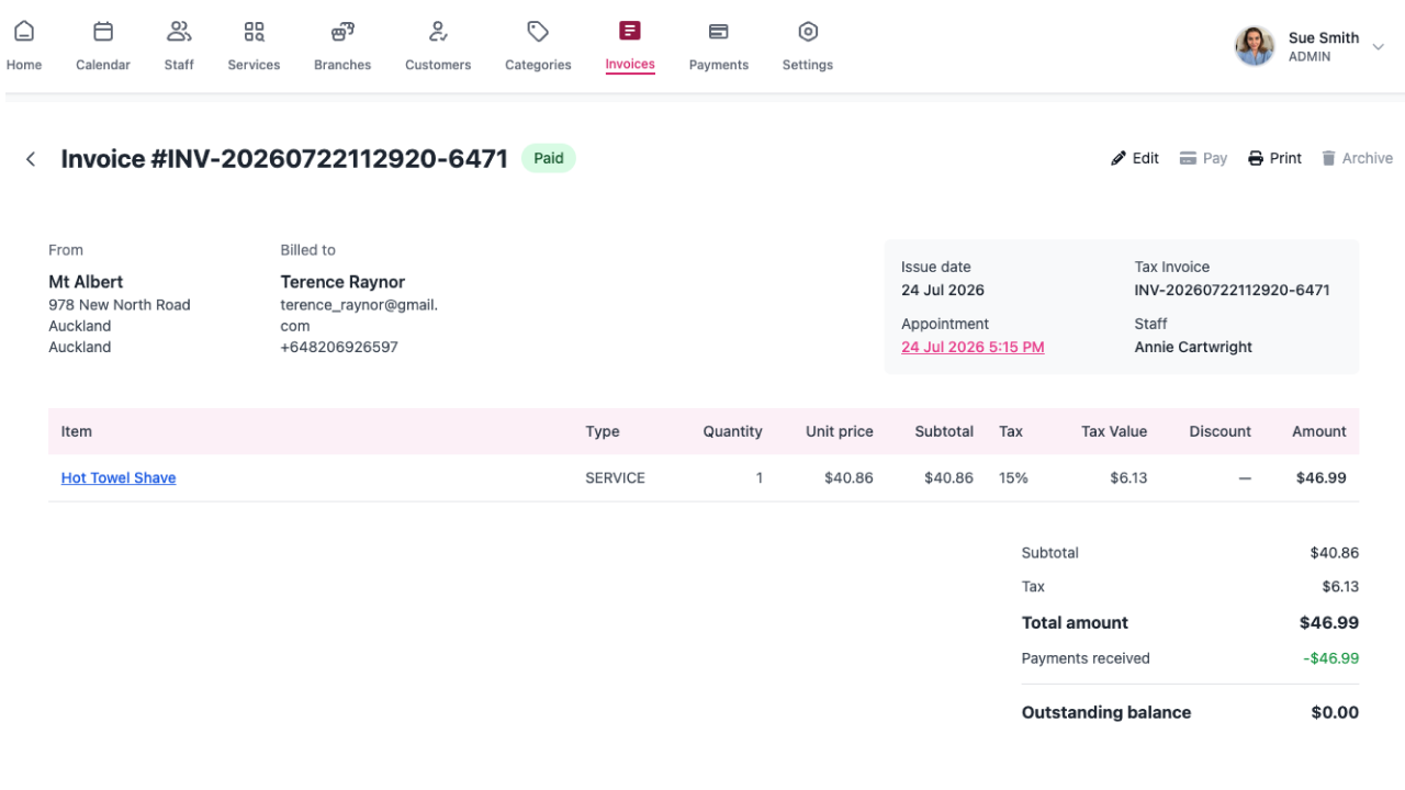 Invoices and payment tracking